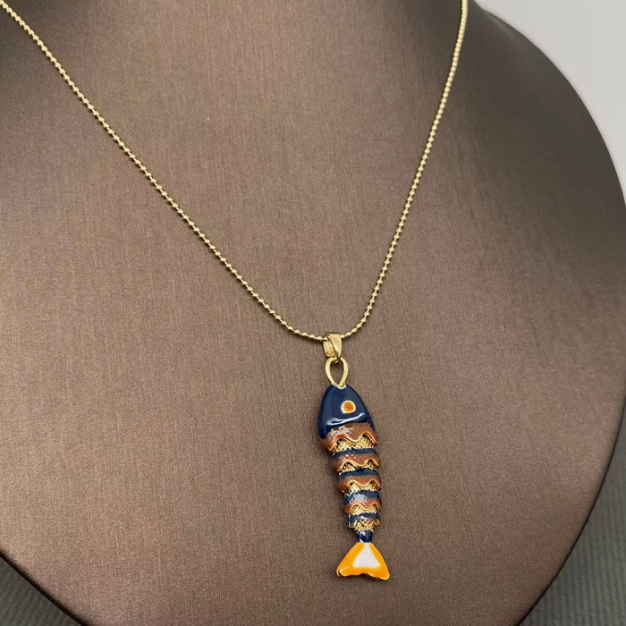 Summer Ocean Style Enamel Fish Charm Necklace: D