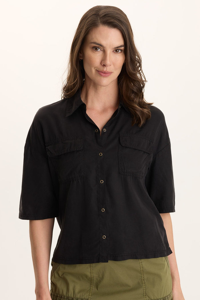 XCVI Tage Soft Twill Snap-Up Top