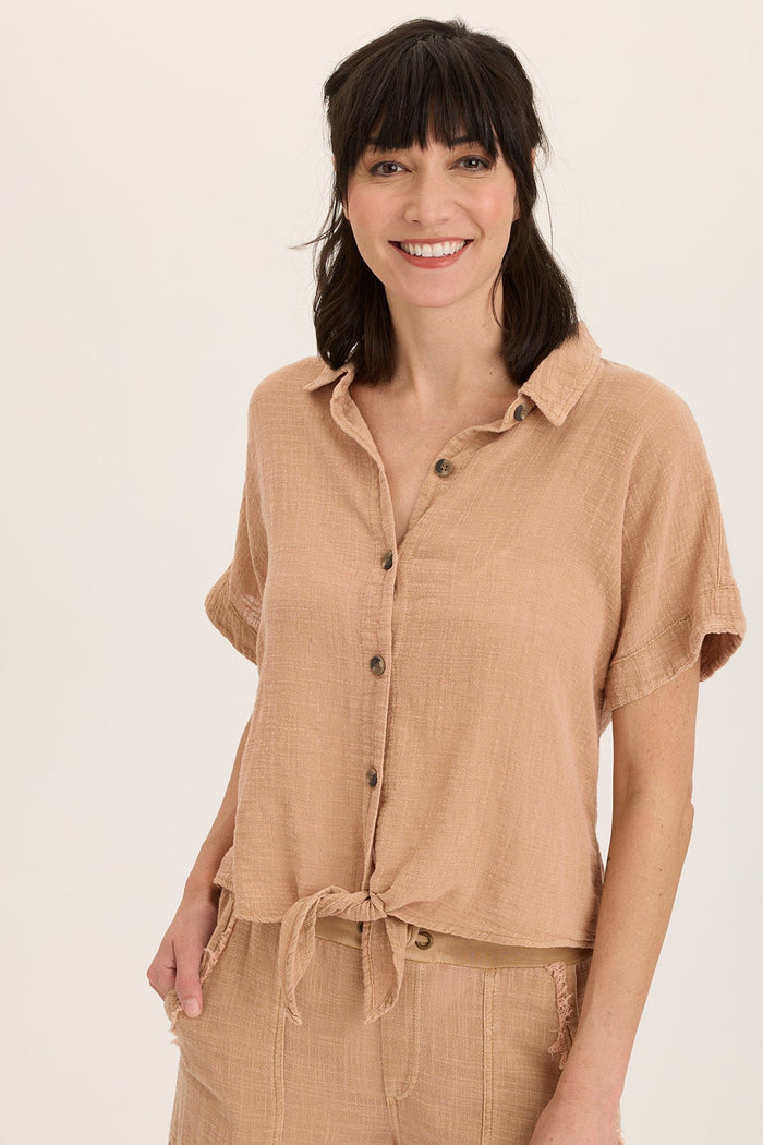 Wearables Teagan Gauze Tie-Up Top