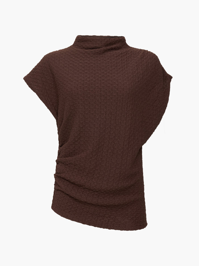 Textured Short Sleeve Ruched T-Shirt