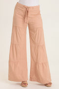 Wearables Tiered Wide Leg Drawstring Flare Ruched Pant