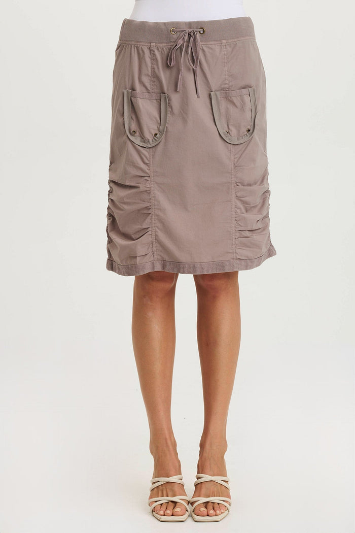 XCVI Tozie Poplin Ruched Panel Drawstring Mini Skirt