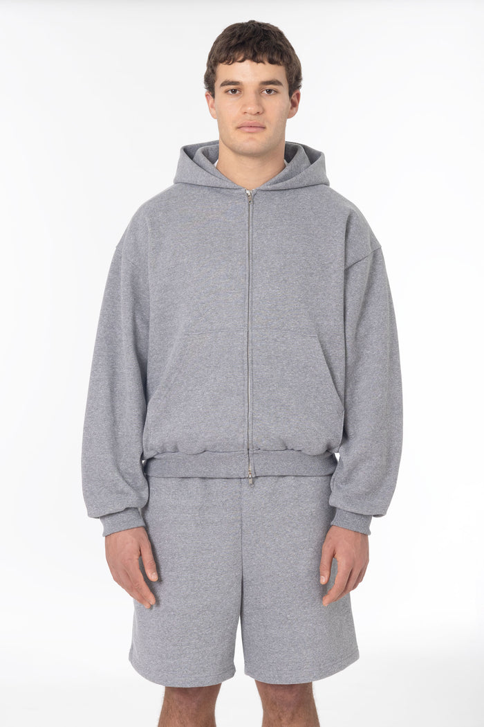 TRF10 - 12 oz. Tri-Blend Gabardine Fleece Waist Length Pull Zip Hoodie