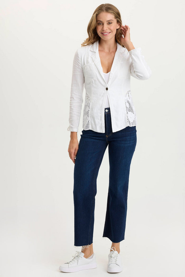 XCVI Trinket Linen/Crochet Embroidered Lightweight Jacket