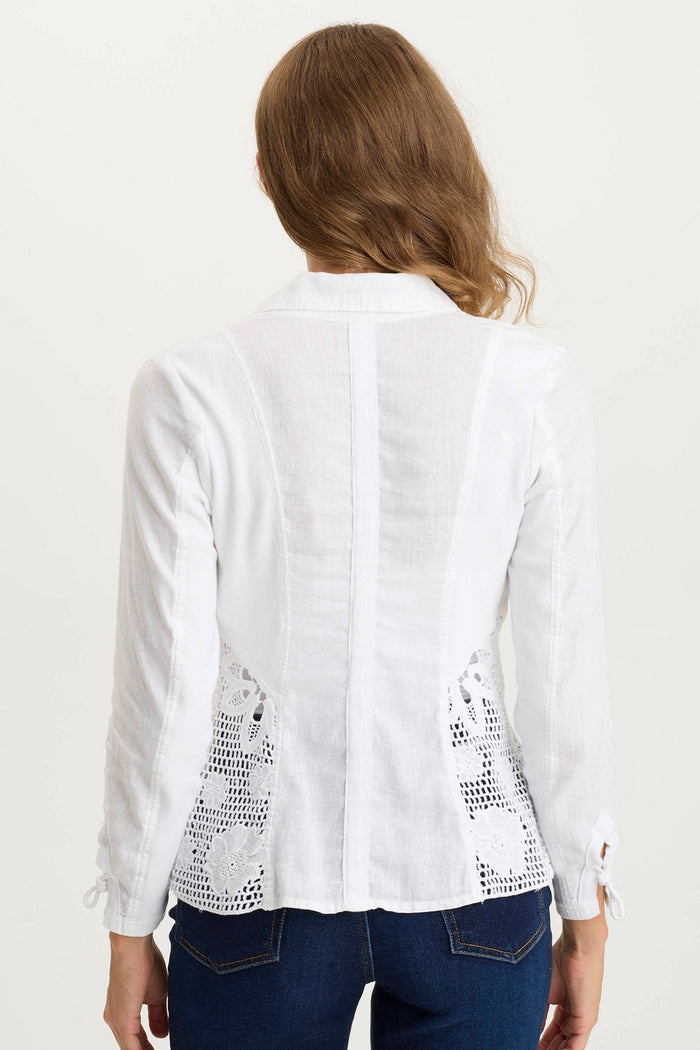XCVI Trinket Linen/Crochet Embroidered Lightweight Jacket