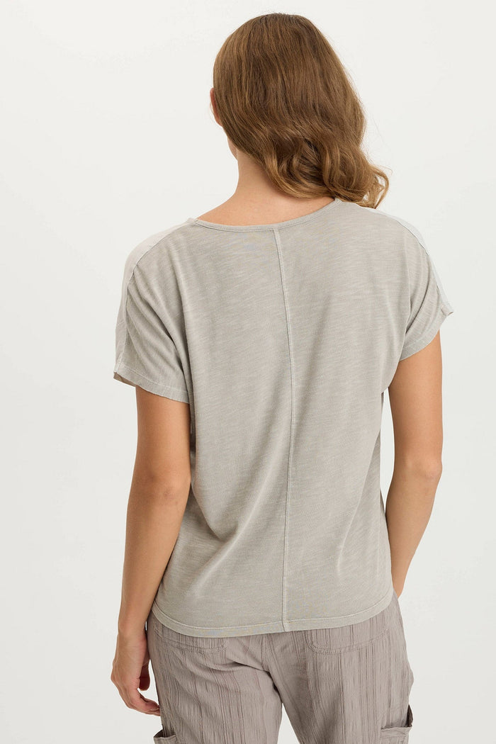 XCVI Ulysses Twill/Jersey Oversized V-Neck Top