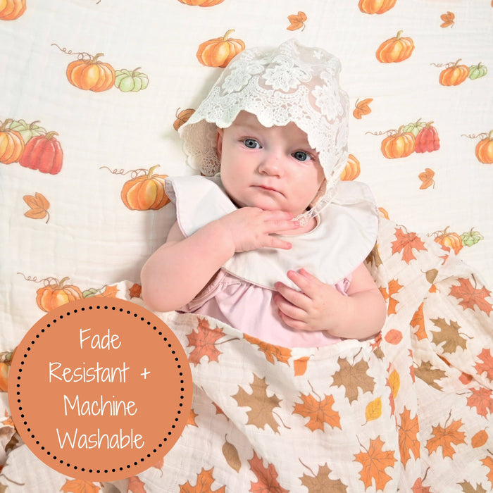 Unbe-leaf-able Fall Holiday Baby Muslin Cotton Blanket