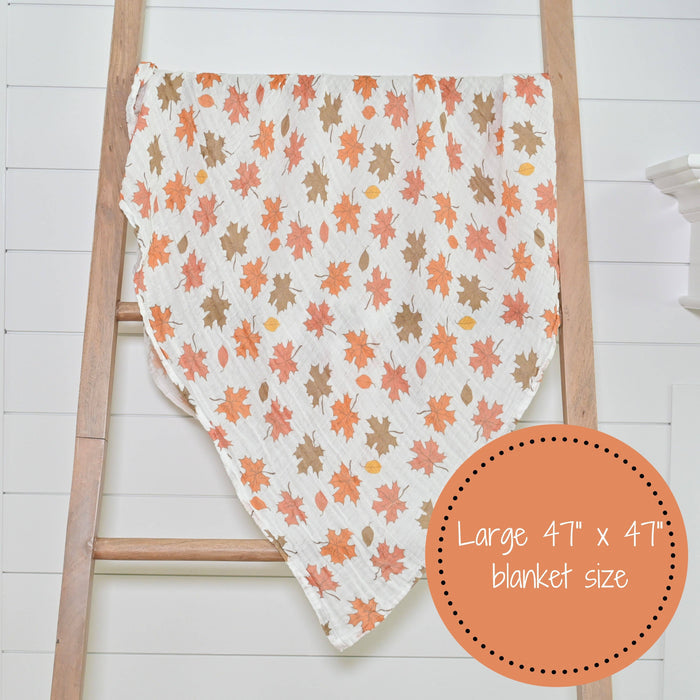 Unbe-leaf-able Fall Holiday Baby Muslin Cotton Blanket