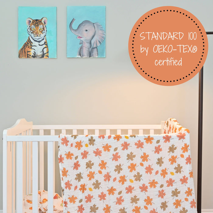 Unbe-leaf-able Fall Holiday Baby Muslin Cotton Blanket