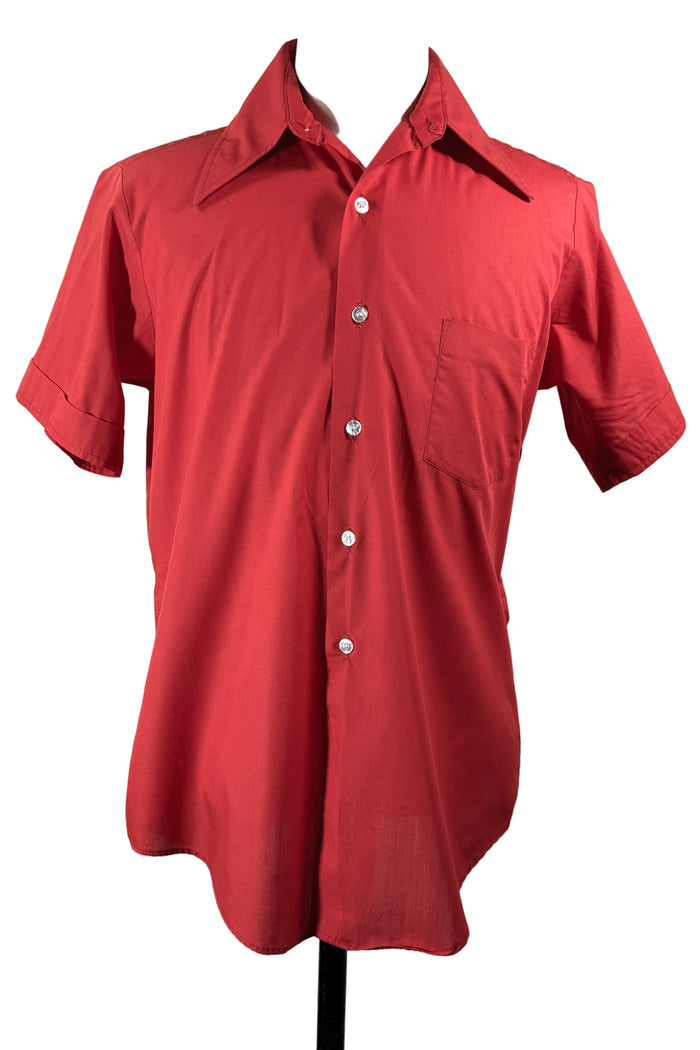 Vintage 60s Red Short Sleeve Shirt, Gino California SZ 15 1/2