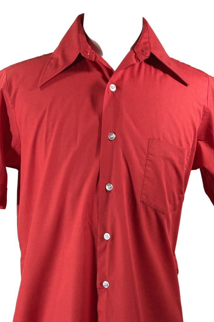 Vintage 60s Red Short Sleeve Shirt, Gino California SZ 15 1/2