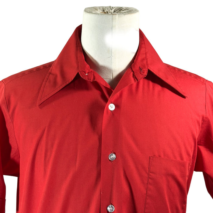 Vintage 60s Red Short Sleeve Shirt, Gino California SZ 15 1/2