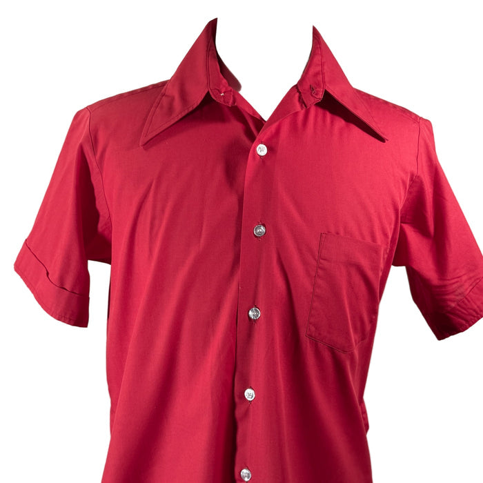 Vintage 60s Red Short Sleeve Shirt, Gino California SZ 15 1/2