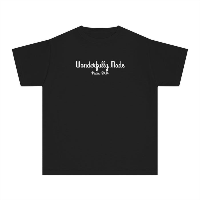 Wonderfully Made Psalm 139:14 Girls Black T-Shirt