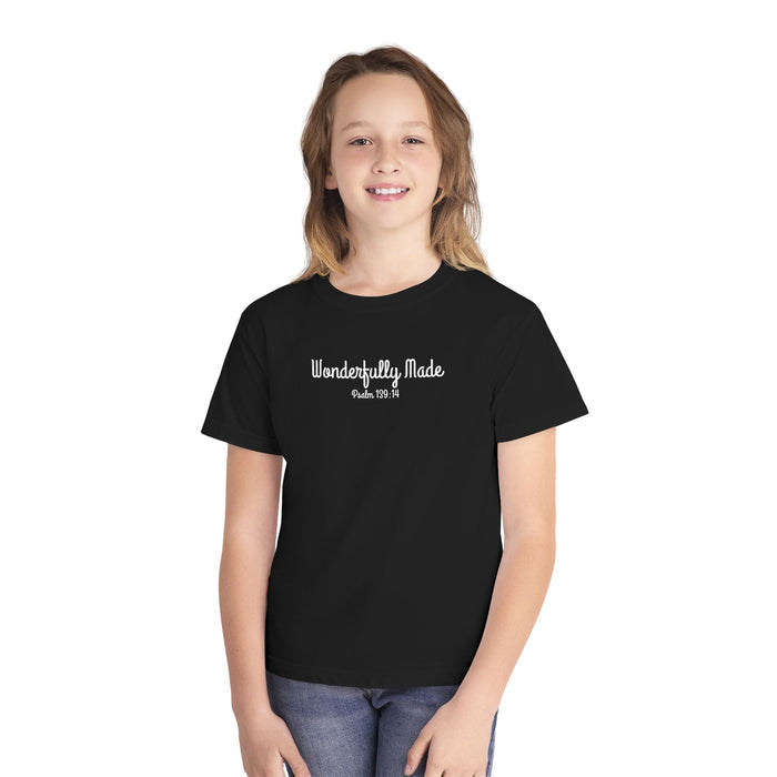 Wonderfully Made Psalm 139:14 Girls Black T-Shirt