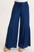XCVI Zain Indigo Twill Tiered Wide Leg