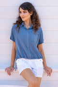 Wearables Zane Twill Snap-Up Top