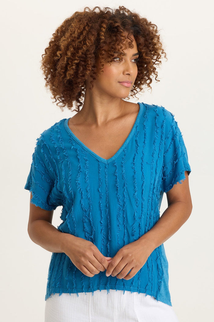 XCVI Zeph Stripe Voile Dolman Top