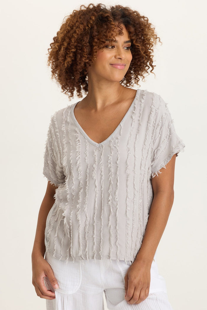 XCVI Zeph Stripe Voile Dolman Top