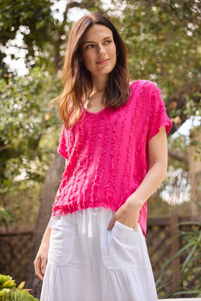 XCVI Zeph Stripe Voile Dolman Top